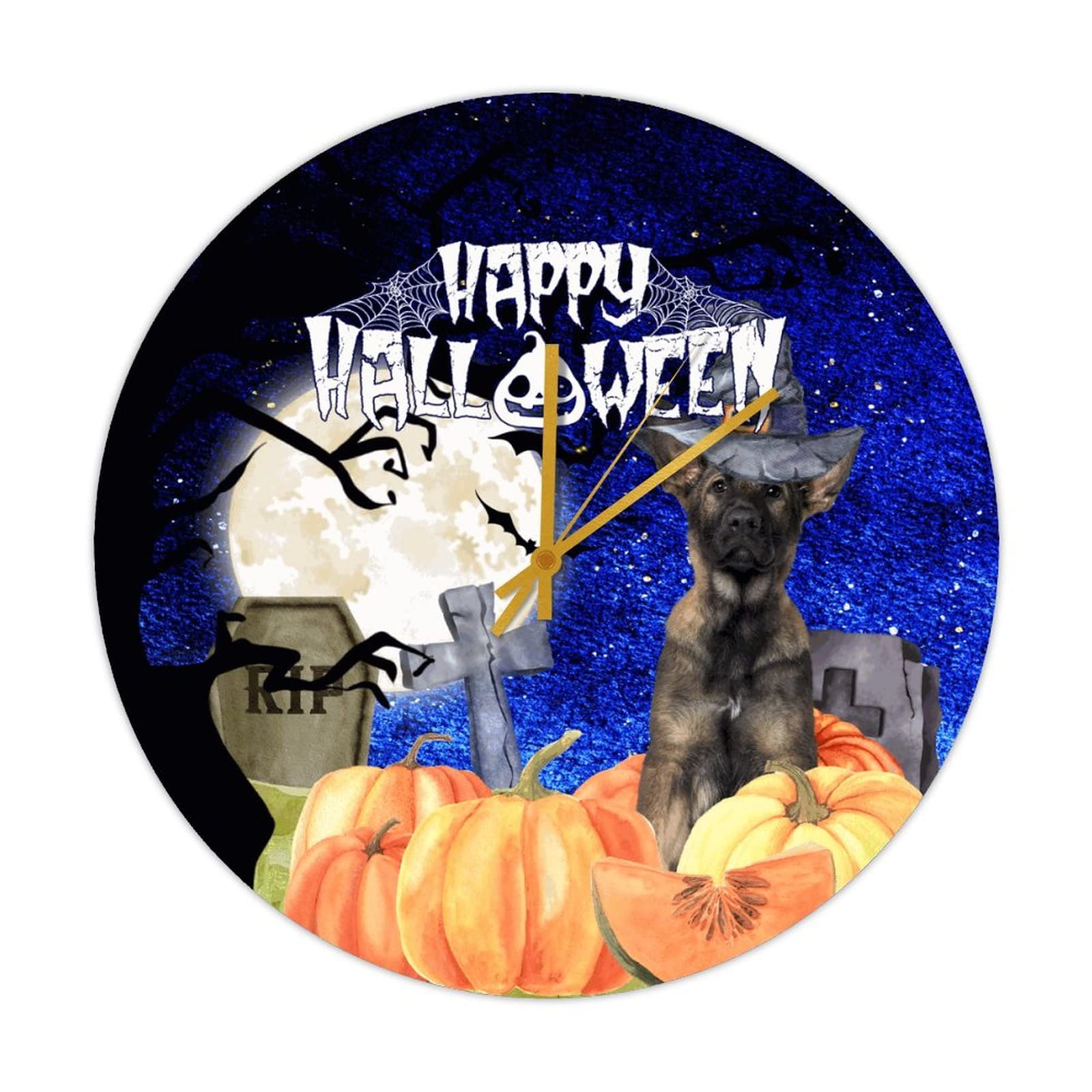 Horloge silencieuse en bois fini les retards pour Halloween et decoration d'automne zen