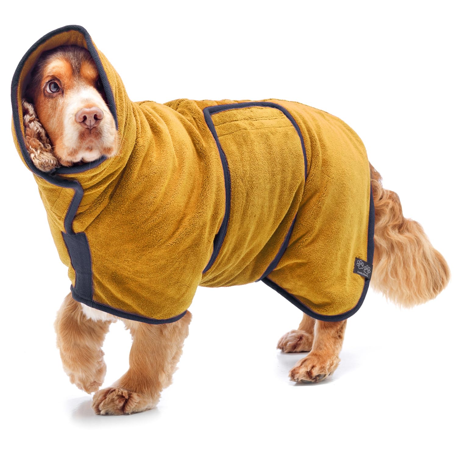 Lucky Paws® Płaszcz do suszenia psa w Wielkiej Brytanii, dwuwarstwowy szlafrok do suszenia w ciągu kilku minut, super chłonny ręcznik dla psa i ultramiękki szlafrok dla psa w jednym luksusowym