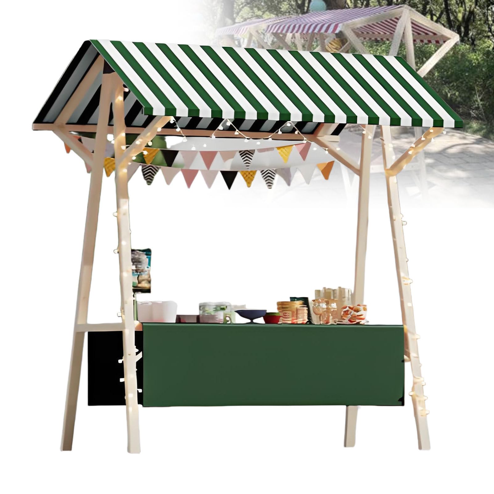 Genérico Carro de Camping Plegable, Carrito de Camping portátil, Carrito Plegable para Playa, jardín, Picnic al Aire Libre, Carrito de Madera Plegable Ligero con asa: Puesto de Comida al Aire Libre i