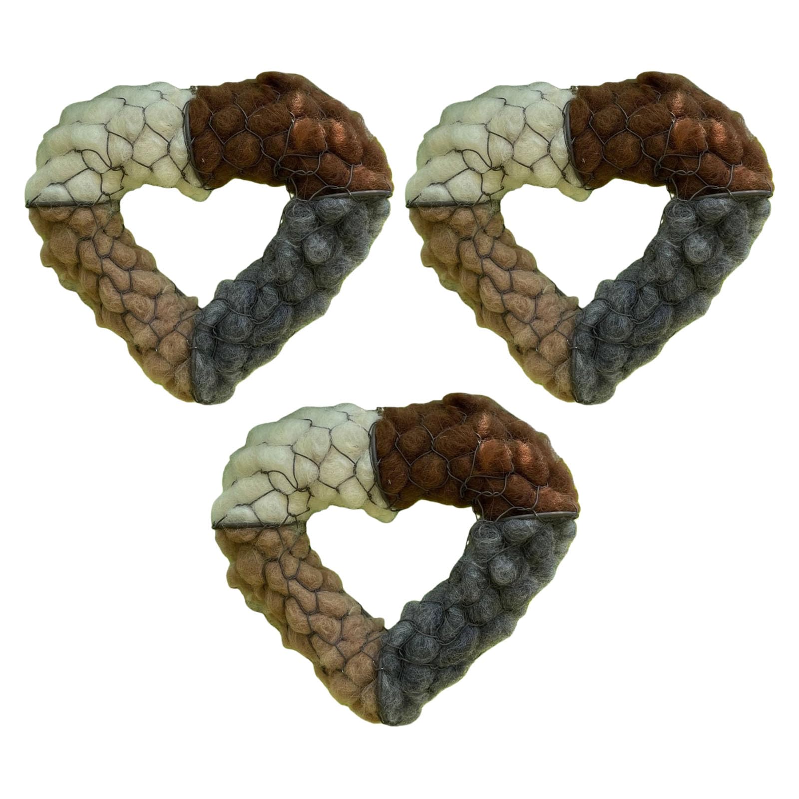 Nido de hierro para pájaros silvestres, corazón, refugio para pájaros silvestres, decoración de jardín, patio, recargable, con fibra de algodón, fácil de colgar, decoración de vida silvestre