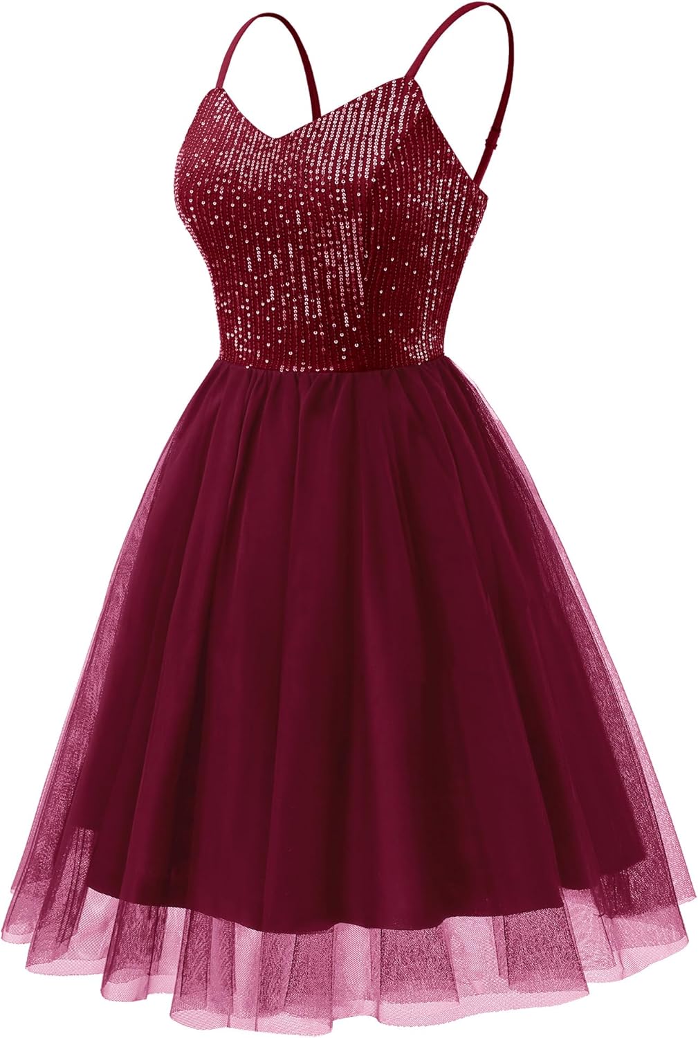 Dressystar 2026 Women's Tiered Sparkly Sequin Glitter Formal Prom Dress Mini Spaghetti Strap Tulle Cocktail Party Dresses - Image 6