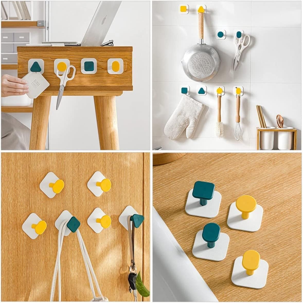 Selbstklebende Haken und Wandaufhänger, selbstklebende Haken, Wandaufhänger, 4 Stück, for den Haushalt, spurlos, Badezimmerhaken, Türhaken, selbstklebend, for Schrank, Huthalter, Veranda, selbstkleben