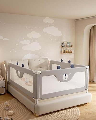 Barandilla protectora para cama de bebé para niños pequeños, rieles reforzados de 54 pulgadas para cama completa con altura ajustable, barandilla