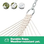 Gafete 12ft Double Hammocks for Outside, Handwoven Traditional Cotton Rope Hammock with Hardwood Spreader Bar, Chains and Hooks for Indoor Outdoor, Max 450 lbs Capacity(Natural Beige, Medium)