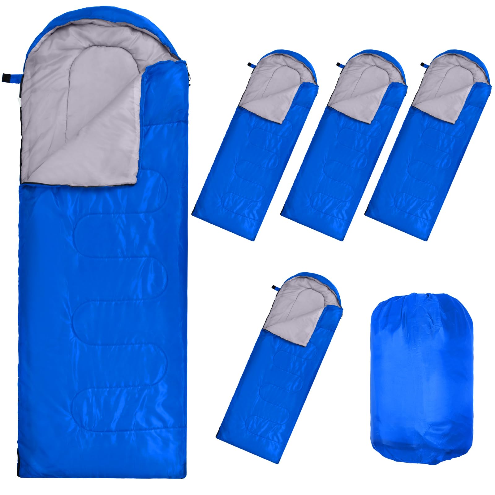 Macarrie 6 Pack Bulk Sleeping Bags for Homeless Donation 0 Degree Waterproof Sleeping Bags with Compression Sack for