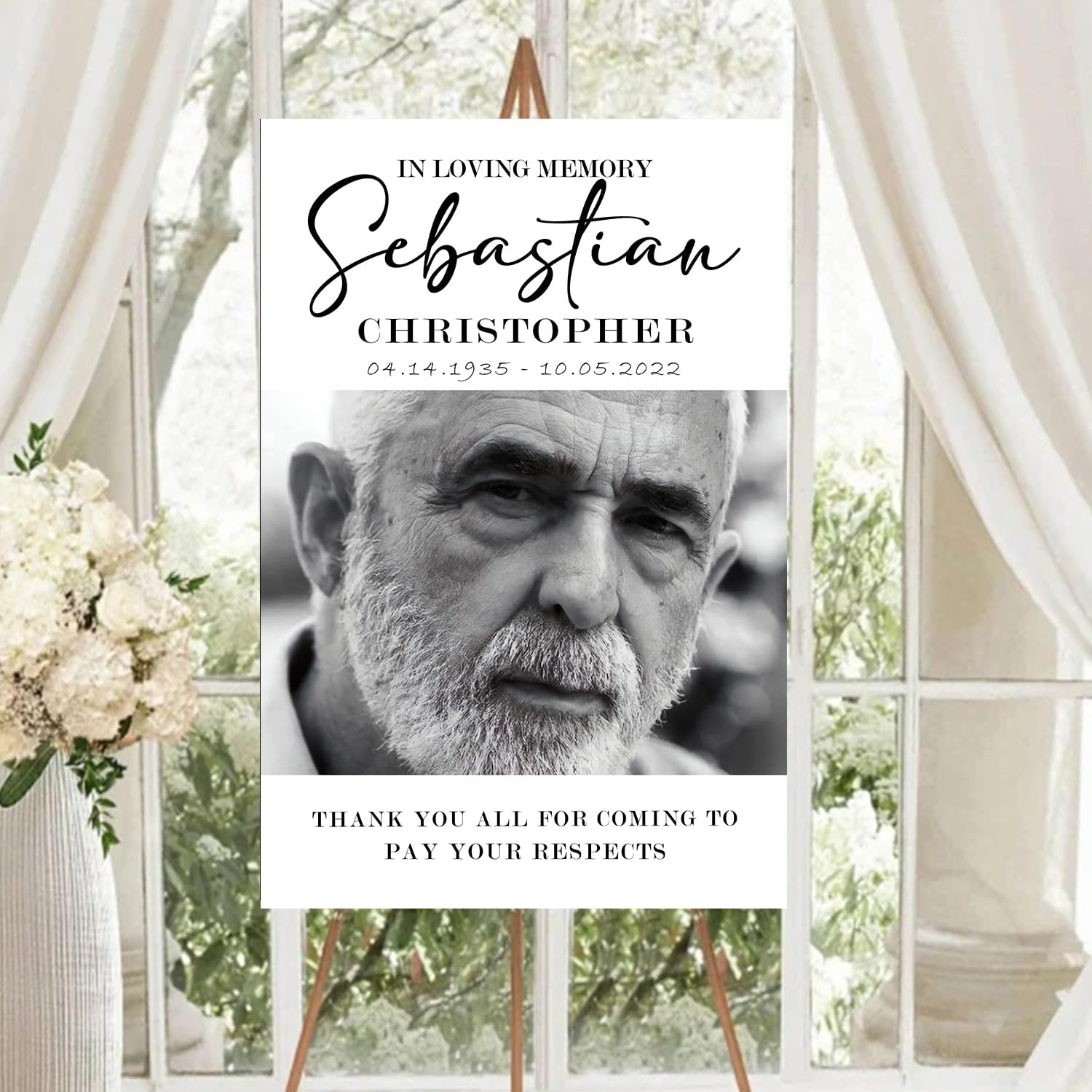 Personalized Funeral Welcome Sign, Editable Funeral Welcome Sign, Celebration of Life Decoration, Funeral Sign With Photo, Memorial Sign, Funeral Yard Sign, Full Size, #Version 1