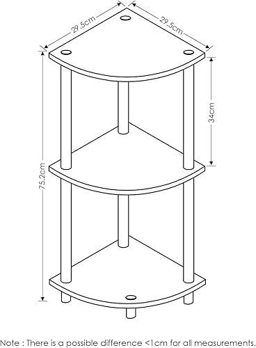 Miniatura 6 de Furinno Andrey Mesa auxiliar y estante de exhibición, rosarosa claro, 15.6 pulgadas de ancho x 17.5 pulgadas de alto x 15.6 pulgadas de profundidad