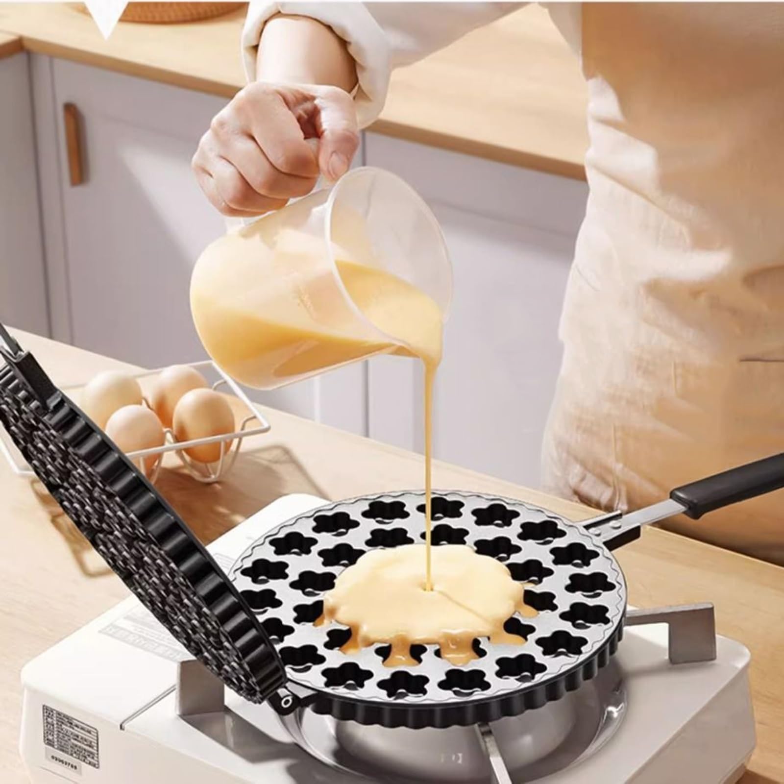 Máquina para hacer gofres de huevo con forma de flor de ciruelo, molde para pasteles, gofrera antiadherente de doble cara, ideal para el desayuno familiar.(Style 1)