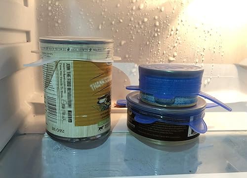 Miniatura 4 de Comtim Tapas de latas de comida para mascotas, tapas elásticas de silicona para alimentos para perros y gatos, reutilizables, tamaño universal, se