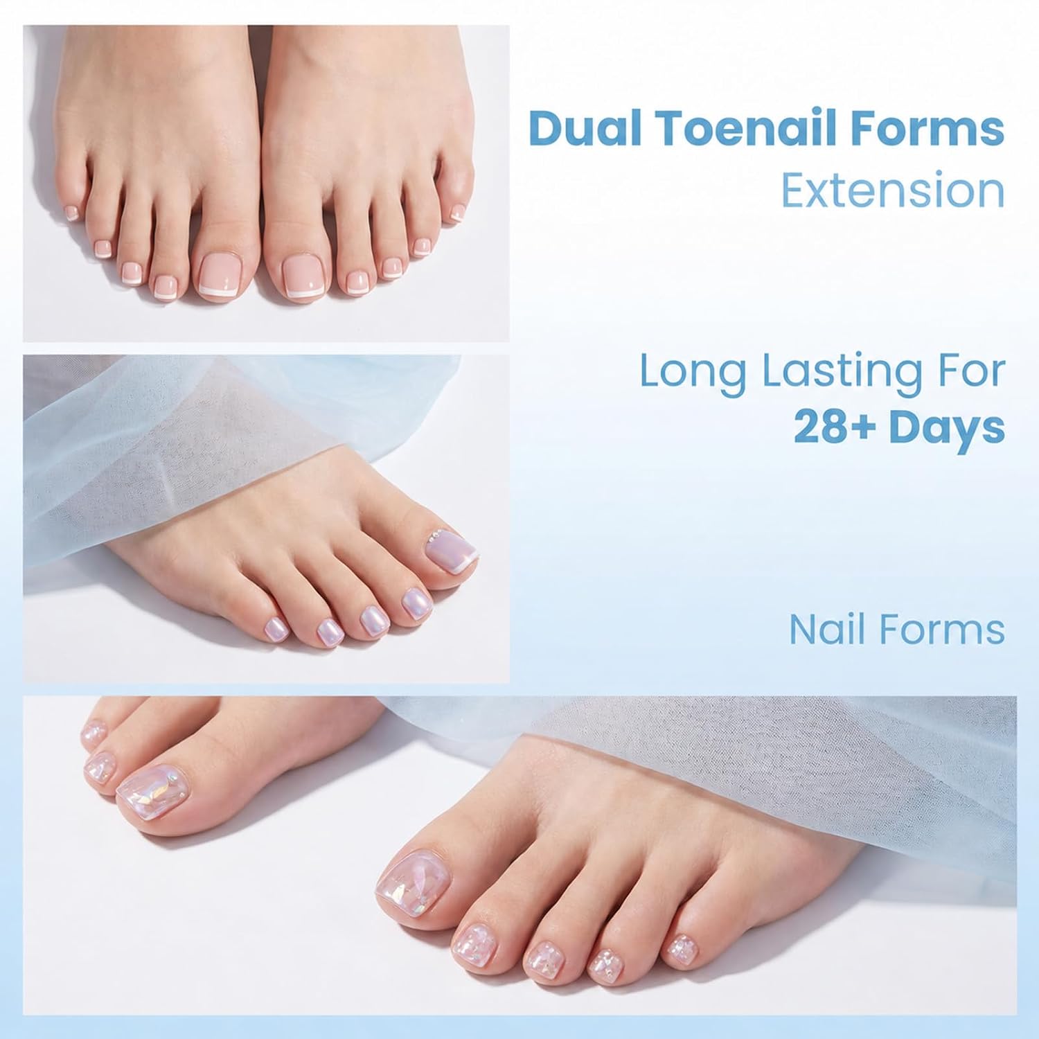 160 Pcs Dual Forms for Toes Dual Nail Forms for Builder Gel
