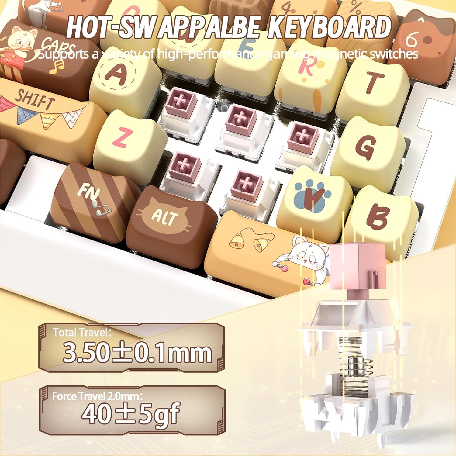 A.JAZZ AK029 Kabelgebundene Einhand-RGB-Gaming-Tastatur, 29-Tasten-Layout mit Magnetschalter, 8 kHz Abfragerate, HotSwap benutzerdefinierte mechanische Tastatur, einstellbare Betätigung