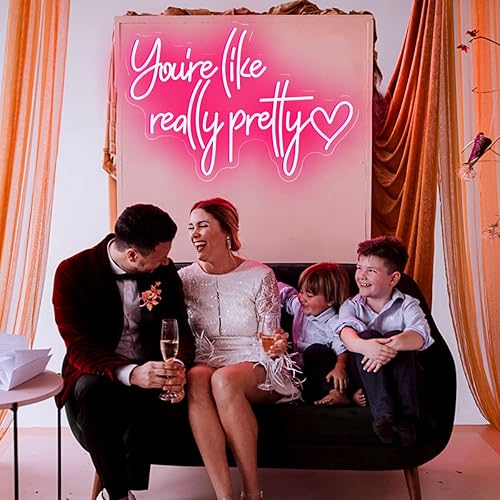 Miniatura 5 de Letrero de neón con texto en inglés "You're Like Really Pretty Neon Labio Rosa Grande para Niñas Dormitorio Decoración de Pared Decoración de Boda