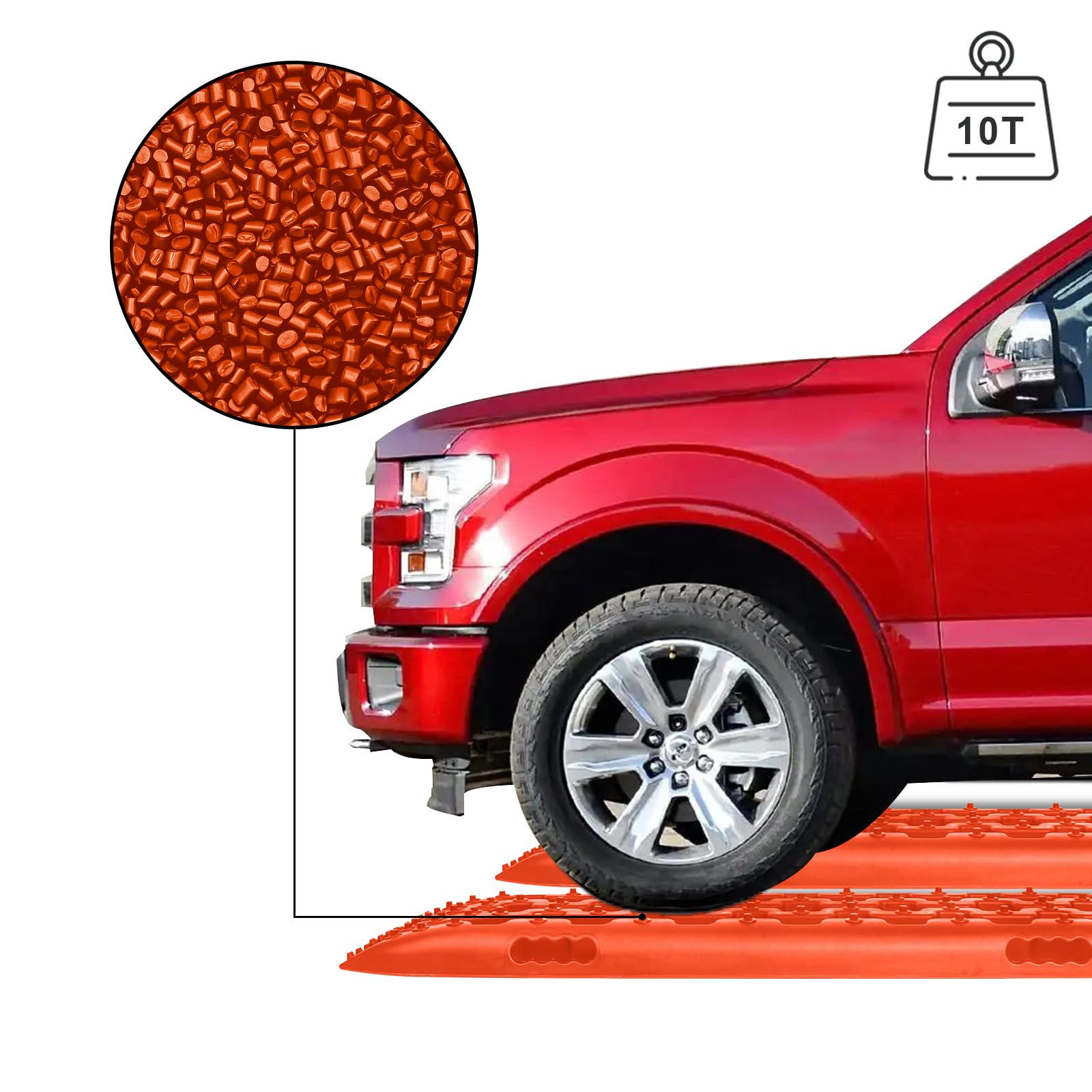 FIVMEN Sandbleche 2 Stück Anfahrhilfe mit Aufbewahrungstasche Offroad Zubehör für Wohnmobil Geländewagen PKW LKW, Orange