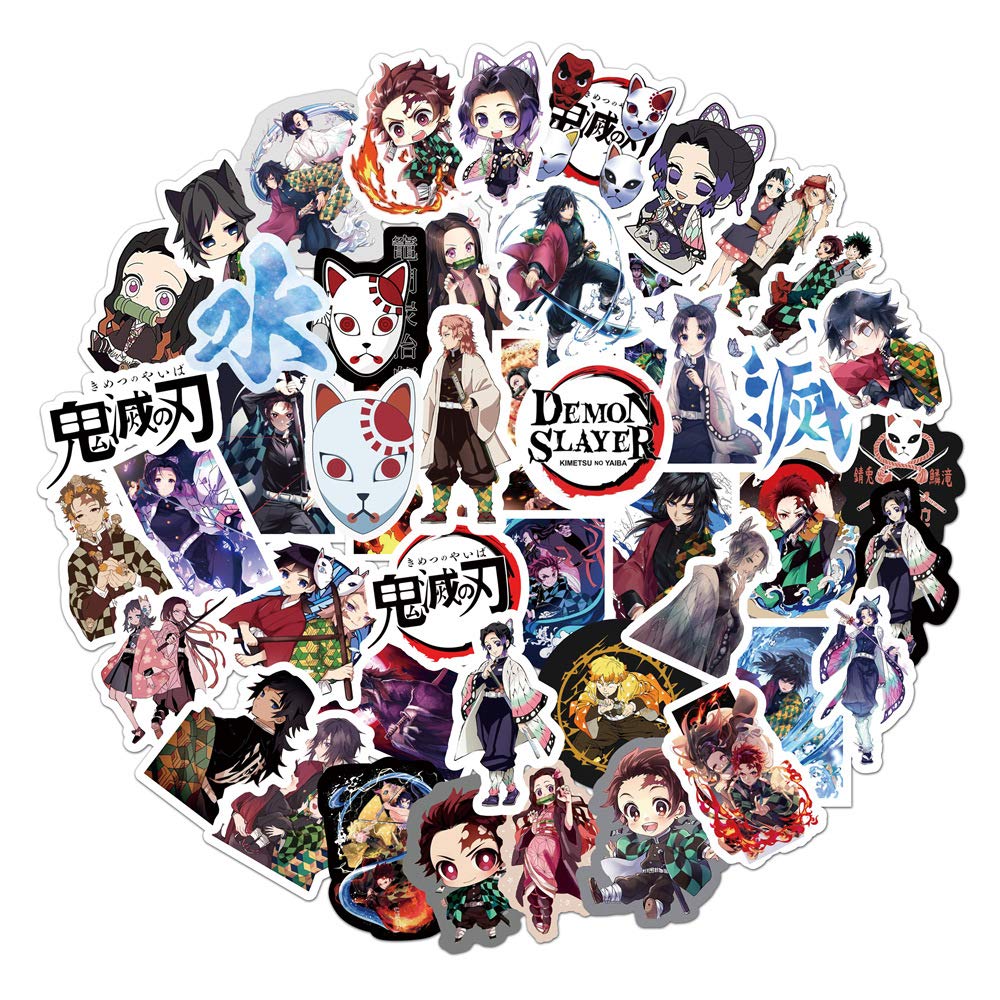 50 Pcs Anime Demon Slayer Stickers for Laptop,Bumper,Skateboard,Water Bottles,Computer,Phone,Anime Sticker Pack for Kids/Teen