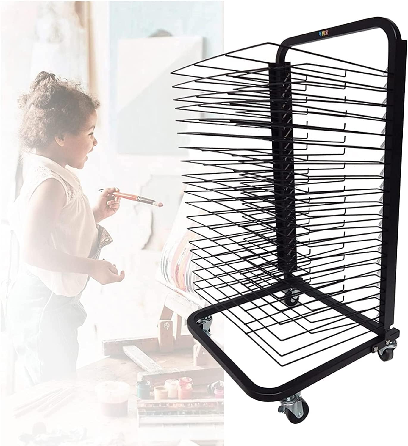 Aioneer Art Drying Rack For Classroom Art Drying Rack Mobile Art Drying Rack, Clothes Rack Educational Product, Educational Product Clothes Rack, Space Saving Rack For A3 Artwork