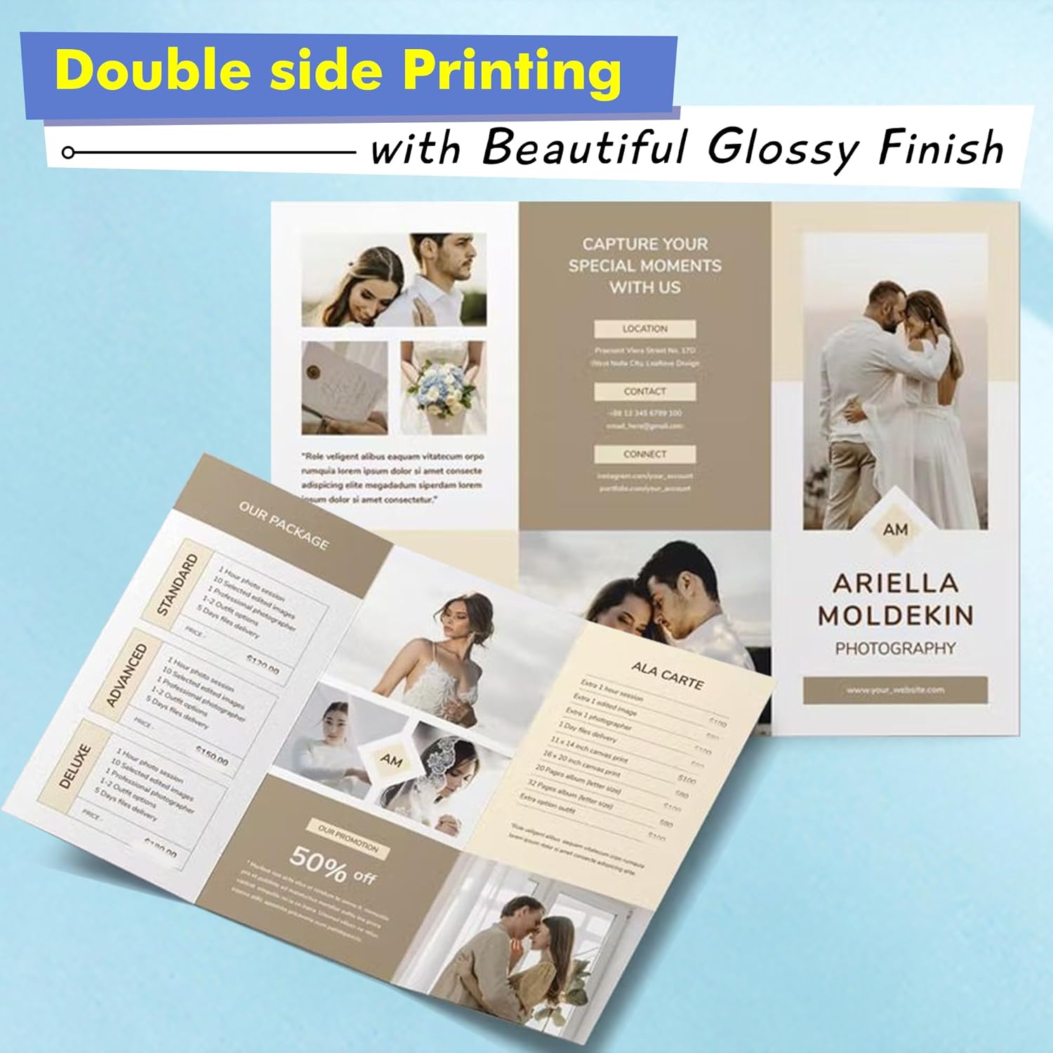 Koala Thick Photo Paper Double-sided Glossy Heavyweight Paper 8.5X11 Inches 80LB 100 Sheets 300GSM Cardstock Compatible with Inkjet Printer