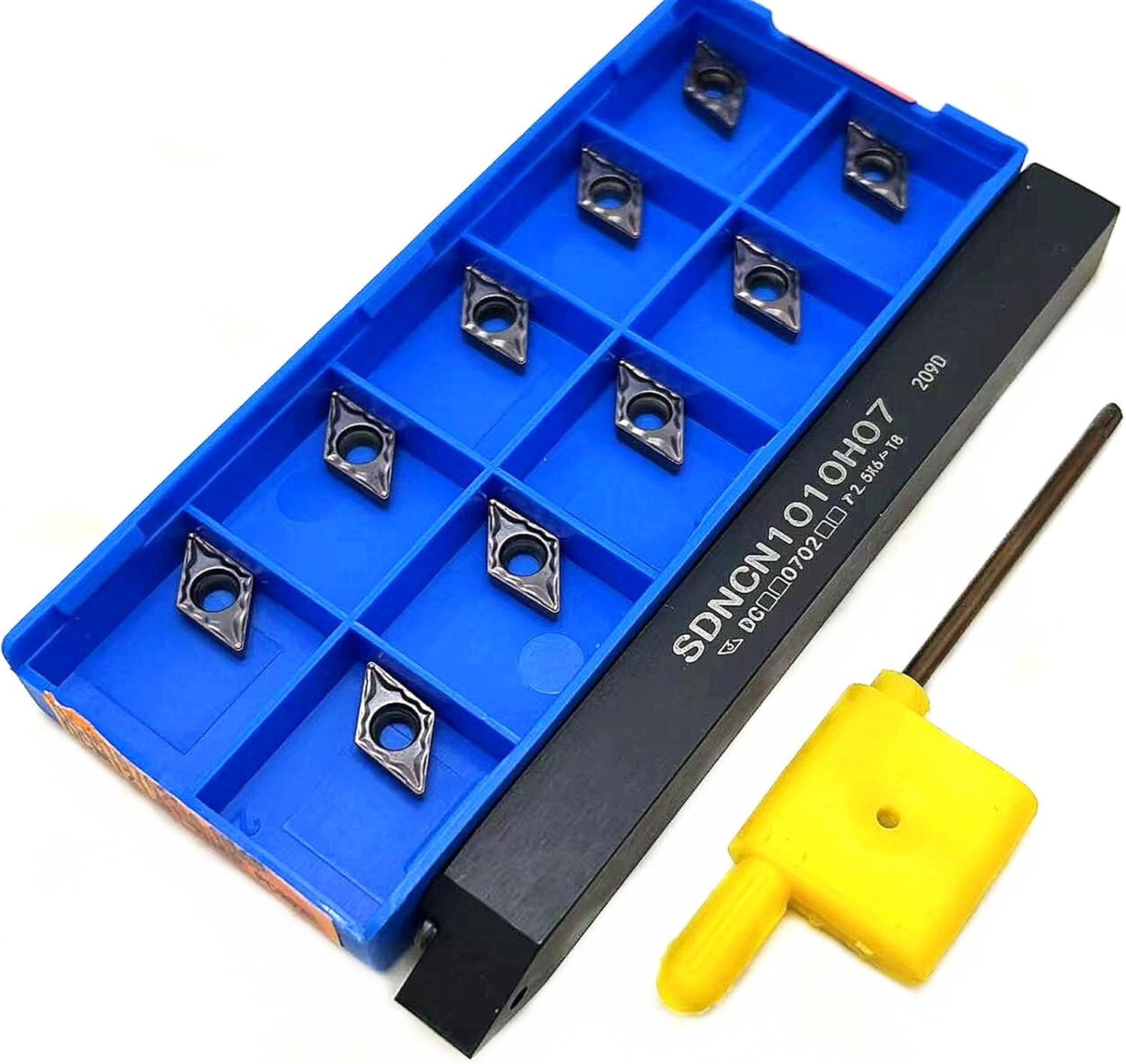1pcs SDNCN1010H07 SDNCN1212H07 SDNCN1616H07 Indexable Carbide Lathe Turning Tool Holder + 10pcs DCMT070204 Carbide Insert Lathe Cutting Tool(SDNCN1010H07)