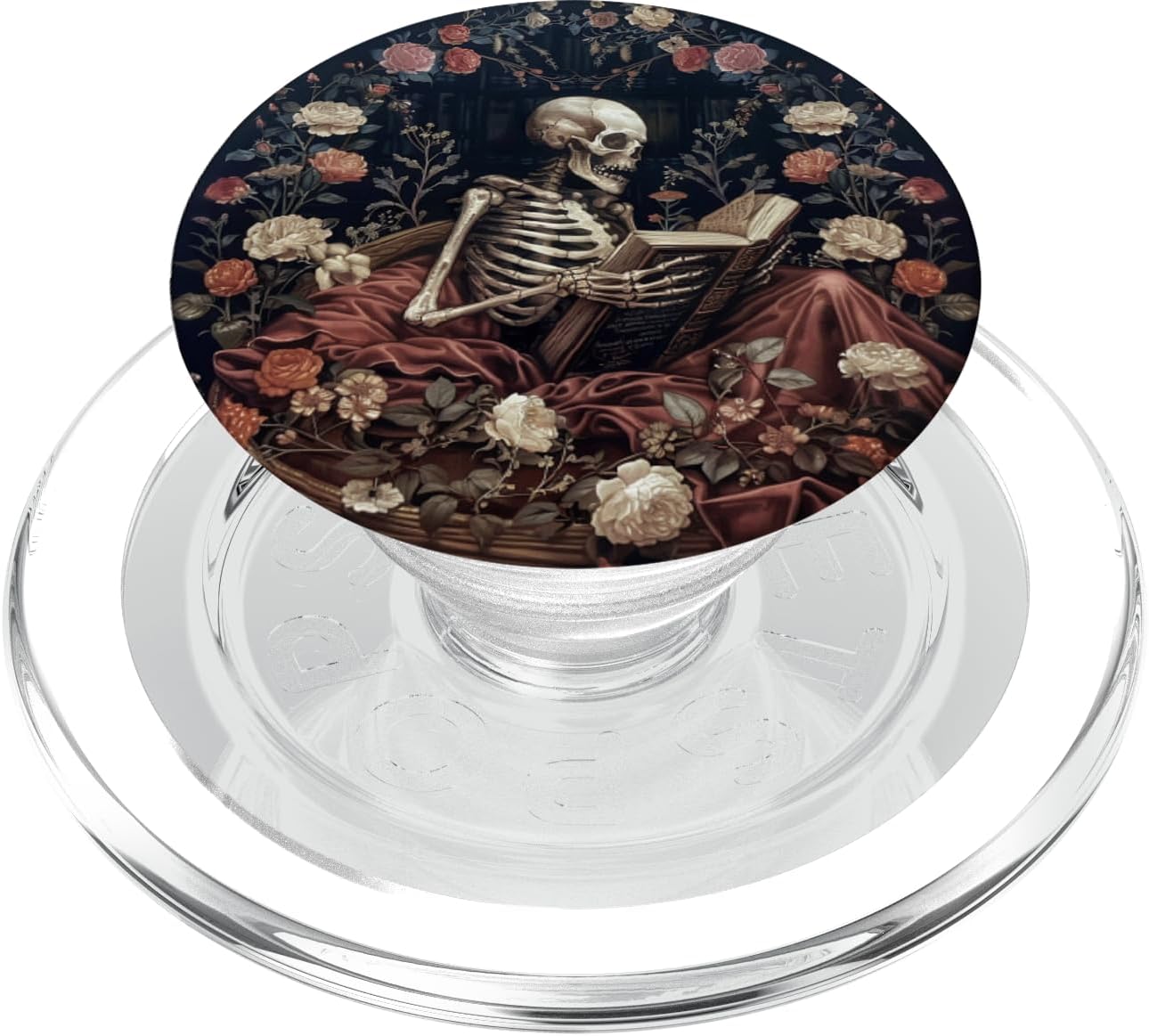 Book Lover Gothic Bookworm Reading Skull Bones Librarian PopSockets PopGrip for MagSafe