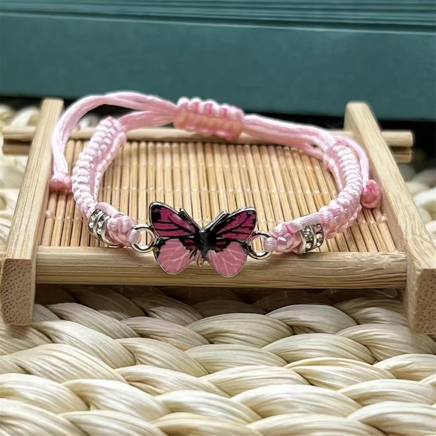 Butterfly Bracelet for Women Gifts Handmade Woven Colorful Butterfly Charm Bracelets Lucky Butterfly Friendship Matching Adjustable Bracelet Birthday Gift - Image 3