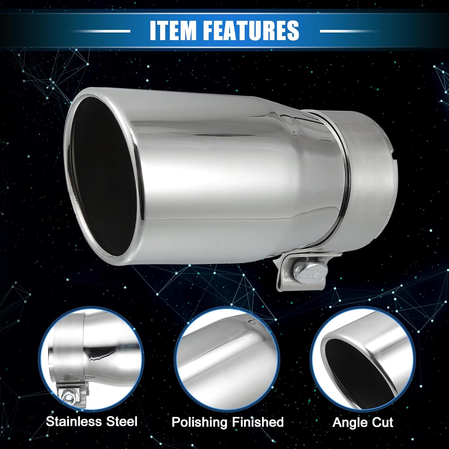 Car Exhaust Tip Tail Pipe Compatible for Toyota Tacoma 2005-2023, Anti-Corrosion 2.8'' Inlet 6.9'' Length Silver Tone Exhaust Rear Muffler Tip