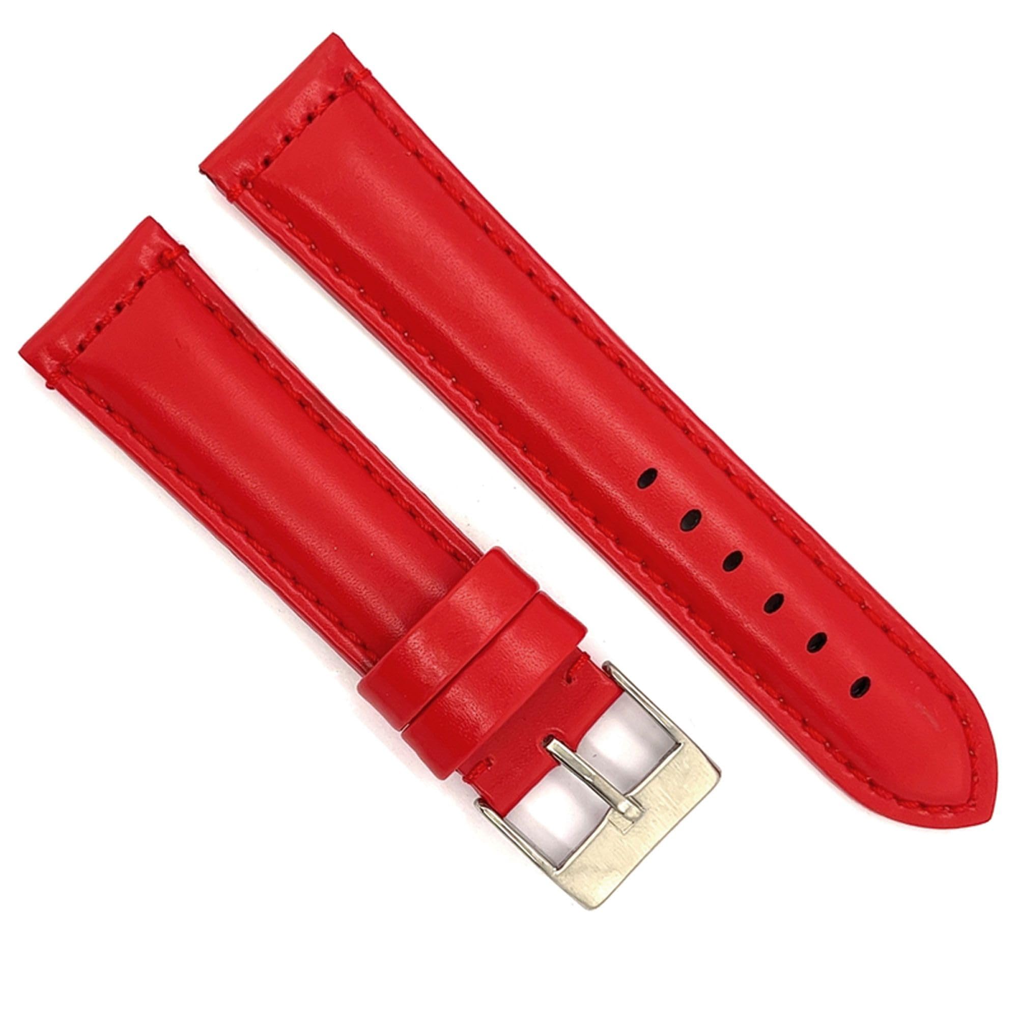 Sportowy pasek do zegarka ze skóry cielęcej gładkiej, wypukły, z przeszyciem w kolorze skóry – Rozmiary 14mm 16mm 18mm 20mm 22mm 24mm – Styl i trwałość – Diloy 363