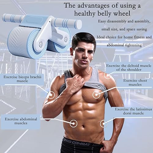 Miniatura 5 de RODILLO DE ABDOMINIO DE REBOTE AUTOMÁTICO Rodillo abdominal de rebote automático para ejercicio con rodilleras, diseño de equilibrio de doble rueda