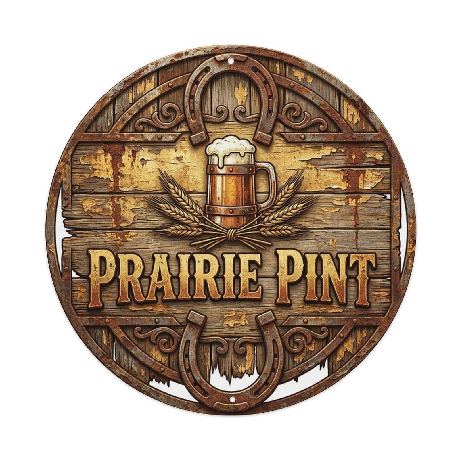 Vintage Beer Western Cowboy Prairie Pint Retro Bar for Pub Vintage Metal Tin Sign Plaque Wall Decor for Cafe, Club Bar, Office, Garden Metal Poster 8x8Inch
