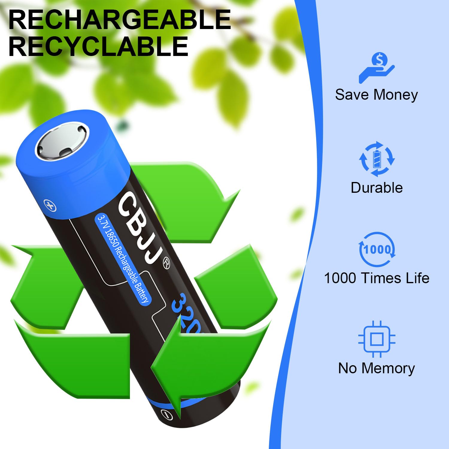 Amazon.com: CPZZ 18650 Rechargeable Battery, 3.7V Batteries 18650