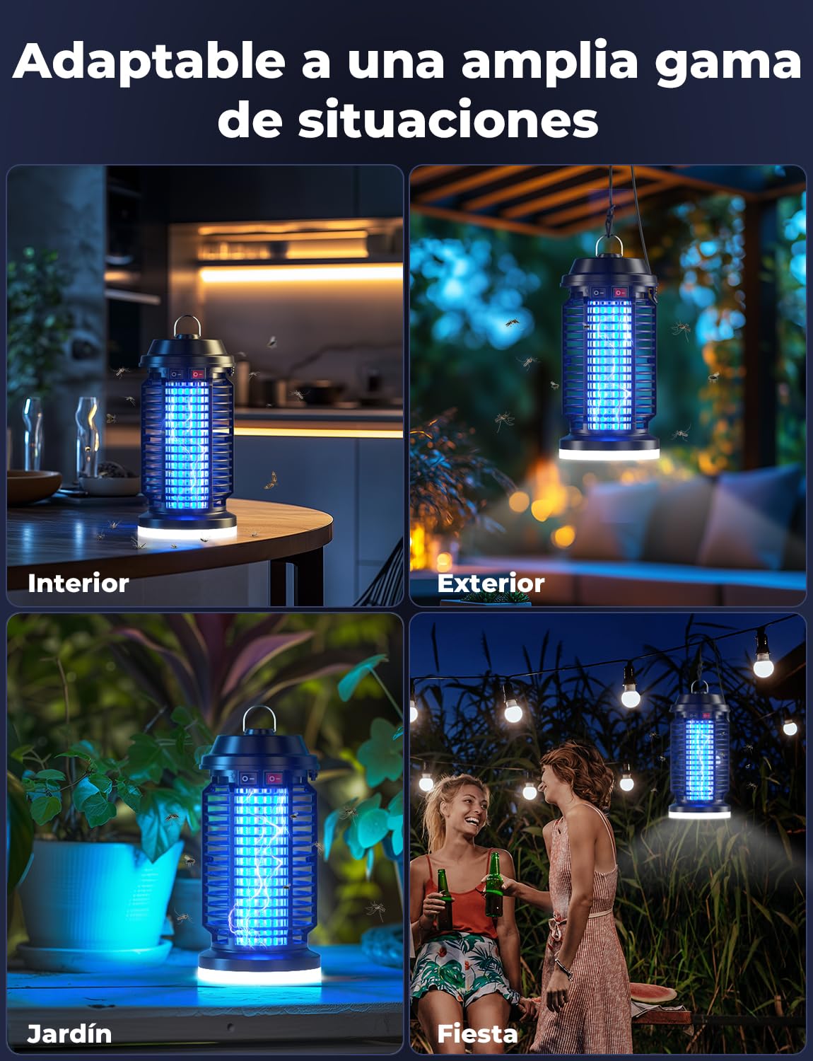 YISSVIC Elektrische Mückenlampe, elektrisch, 4200 V + 15 W, UV-Lampe, IPX4, wasserdicht, für Innen- und Außenbereich