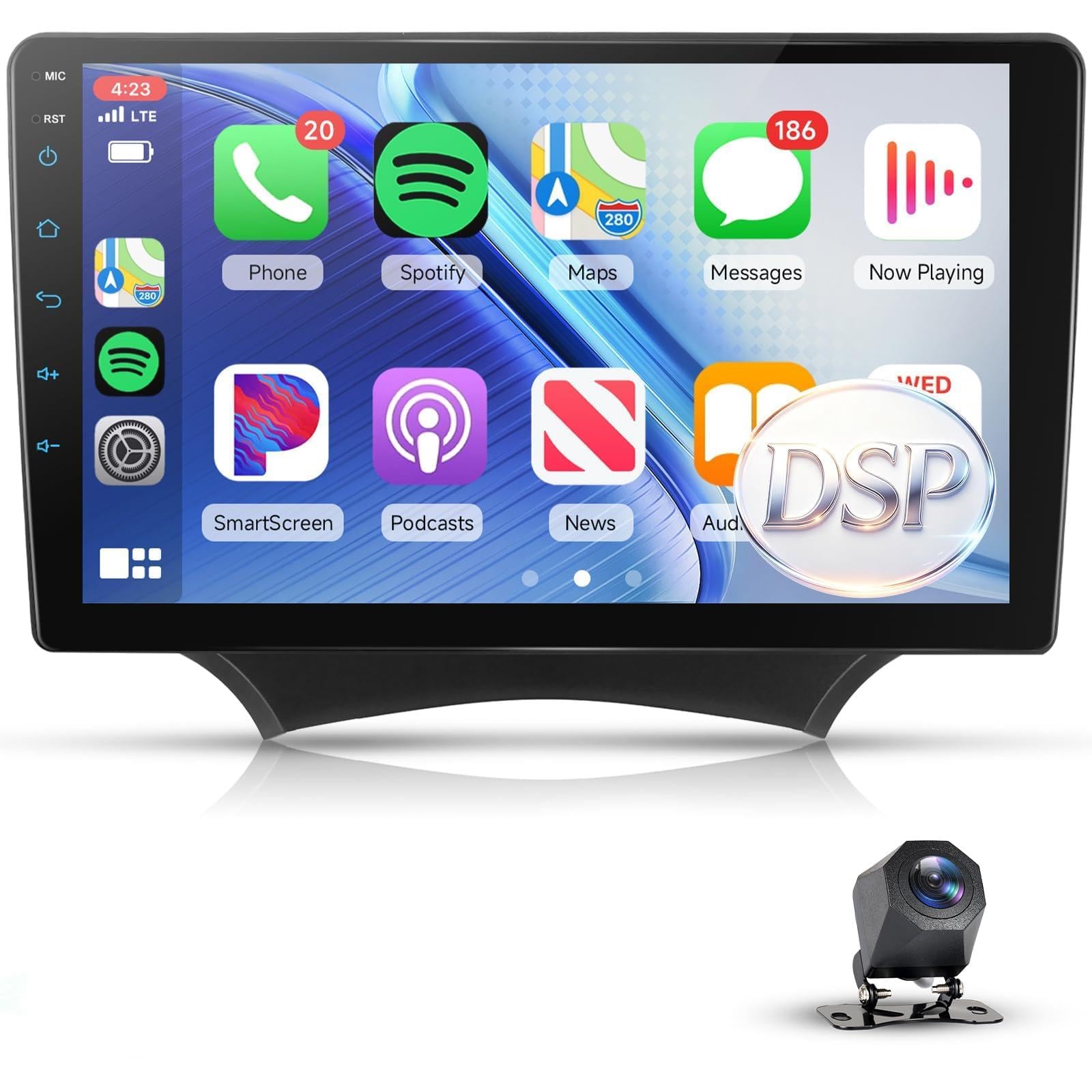 Rimoody Autoradio per Ford Ka 2008-2014 Carplay Wireless, 9 Pollici Touchscreen IPS Radio 2 din con Android Auto, Mirror Link, Bluetooth, FM/RDS, DSP, Comandi al Volante Retrocamera