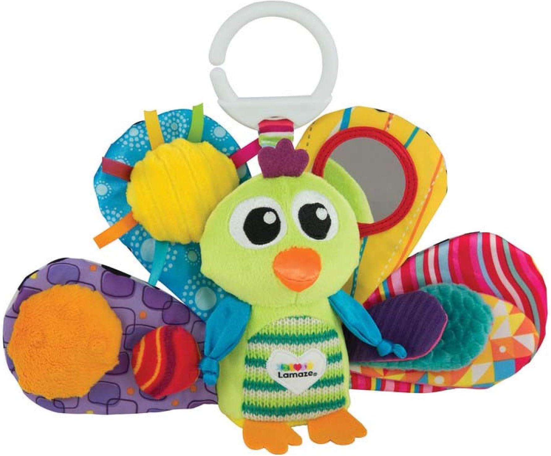 Jacques the Peacock, Clip on Pram and Pushchair Newborn Baby Toy, Sensory Toy for Babies Boys and Girls from 0 to 6 Months