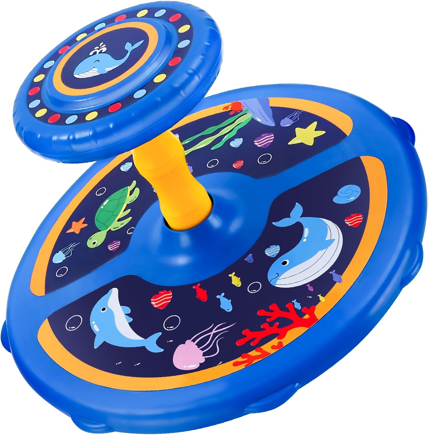 1, 2, 3, 4Year Old children's 360 ° rotating seat toy, Children's Day gift, boys and girls' birthday gift, ocean style, sitting and rotating toy, Toddler Toys Early Development&Activity Toys (Blue)