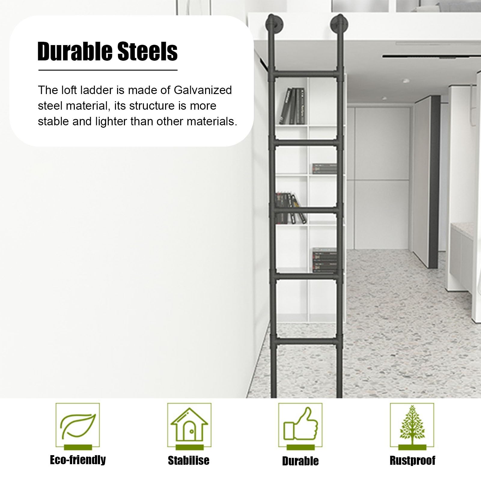Escaleras para Áticos Escalera de Salida de Techo de Metal, Escalera de Ático de Escape de Emergencia para Colgar en La Pared Exterior con Accesorios, Escalera de Cama Impermeable a Prueba de Herrumbr