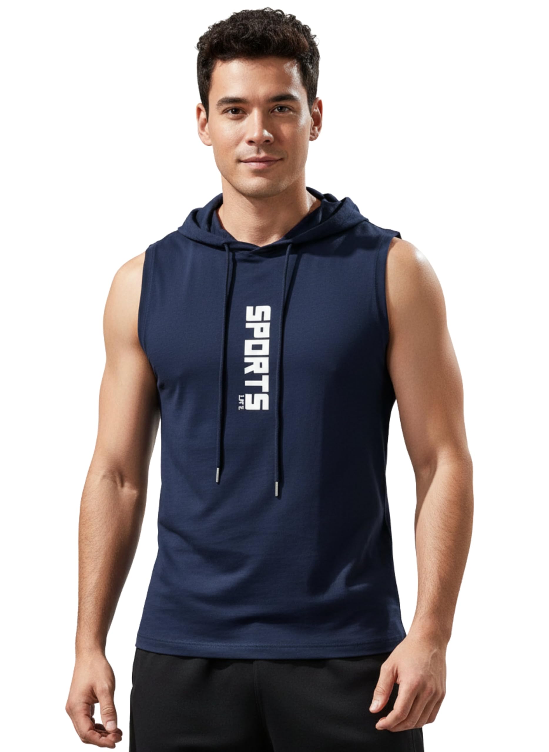 cliffix Men's Sleeveless Hooded T-Shirt, Sports Life Graphic Print, Workout Gym Tank Top-picture-31