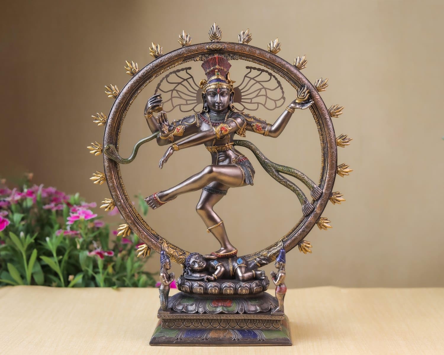 Statua Nataraja, statua di Shiva Nataraja in bronzo legato, 25,4 cm, maestosa Shiva in posa da ballo, ideale per la decorazione della casa, Lord Shiva nella danza cosmica, perfetta per la