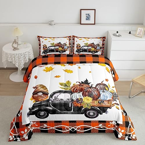 Juego de ropa de cama de otoño para niños y niñas, regalos para el día de Acción de Gracias, decoración de dormitorio de otoño, juego de edredón