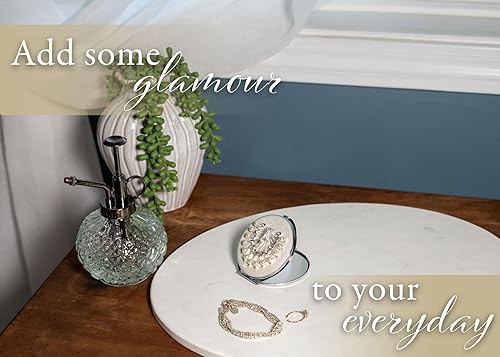 Vista 22 de Cottage Garden Pintado a mano esmalte de metal dorado ornamental vintage tapa con bisagras personal de 3 pulgadas maquillaje belleza espejo de viaje