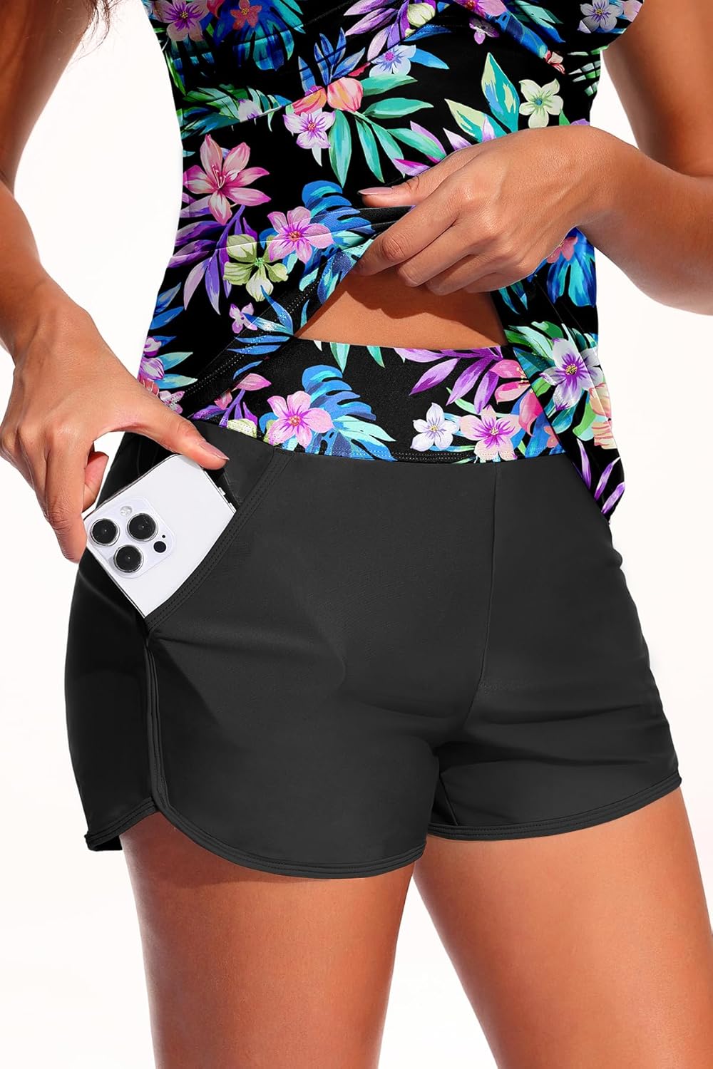 Womens Tankini with Shorts - Two Piece Tummy Control Swimsuit Athletic Bathing Suit with Pockets 2025 Swimwear - Image 2