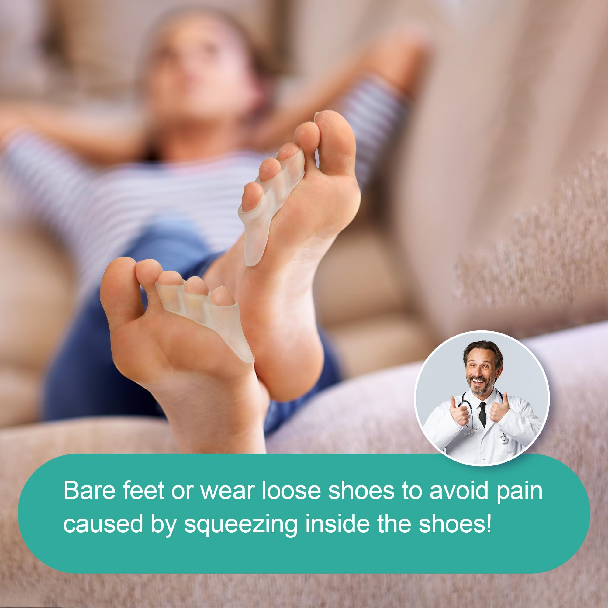 Welnove Separadores de dedos meñiques de gel, paquete de 8 espaciadores de dedo meñique, almohadillas para juanetes para mujeres y hombres, protectores de silicona para evitar el roce y aliviar la