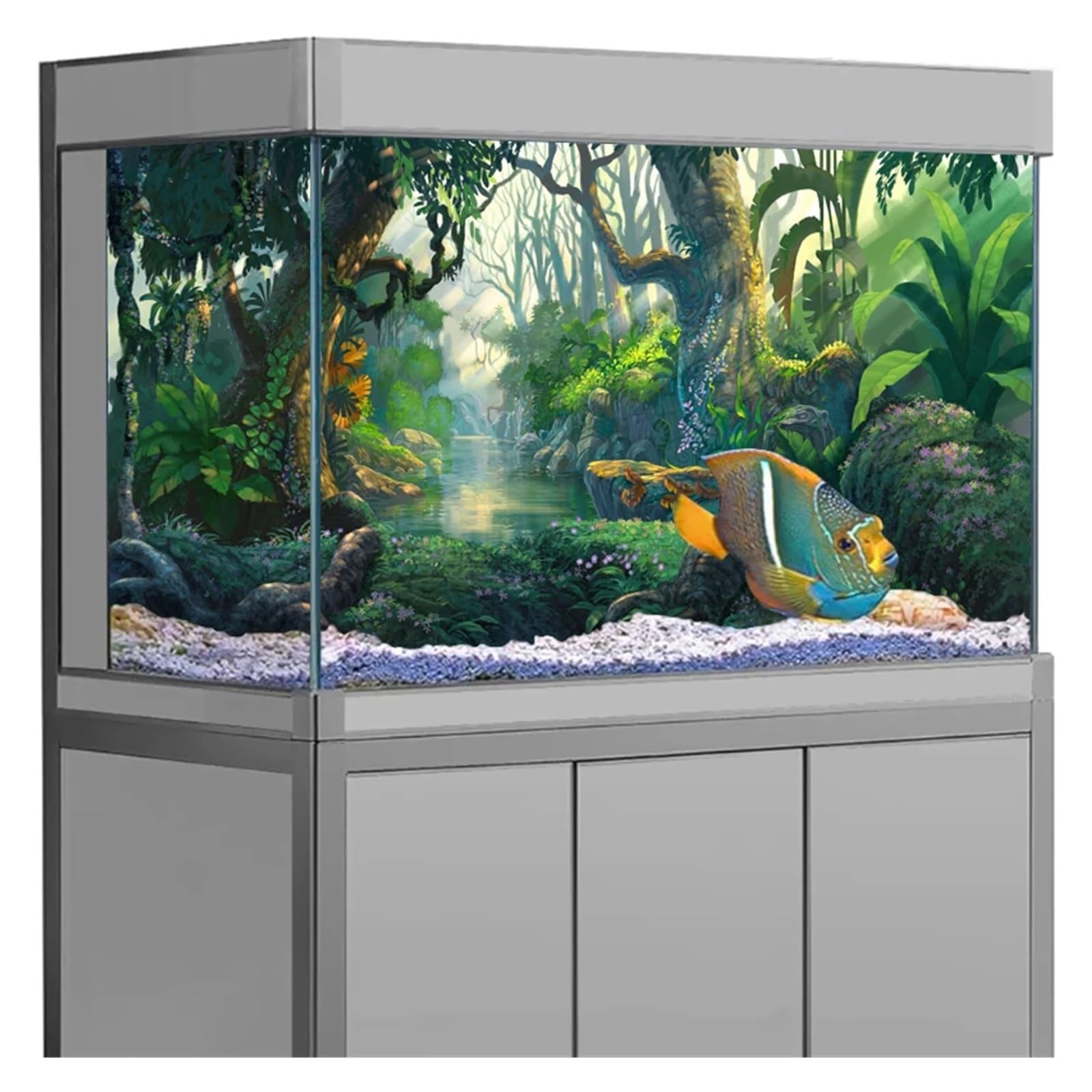 Aquarium Hintergrund 3D Aquarium Hintergrund Poster Klebstoff Aufkleber Fisch Tank Unterwasser Wald zur Dekoration(Color1,50x100cm)