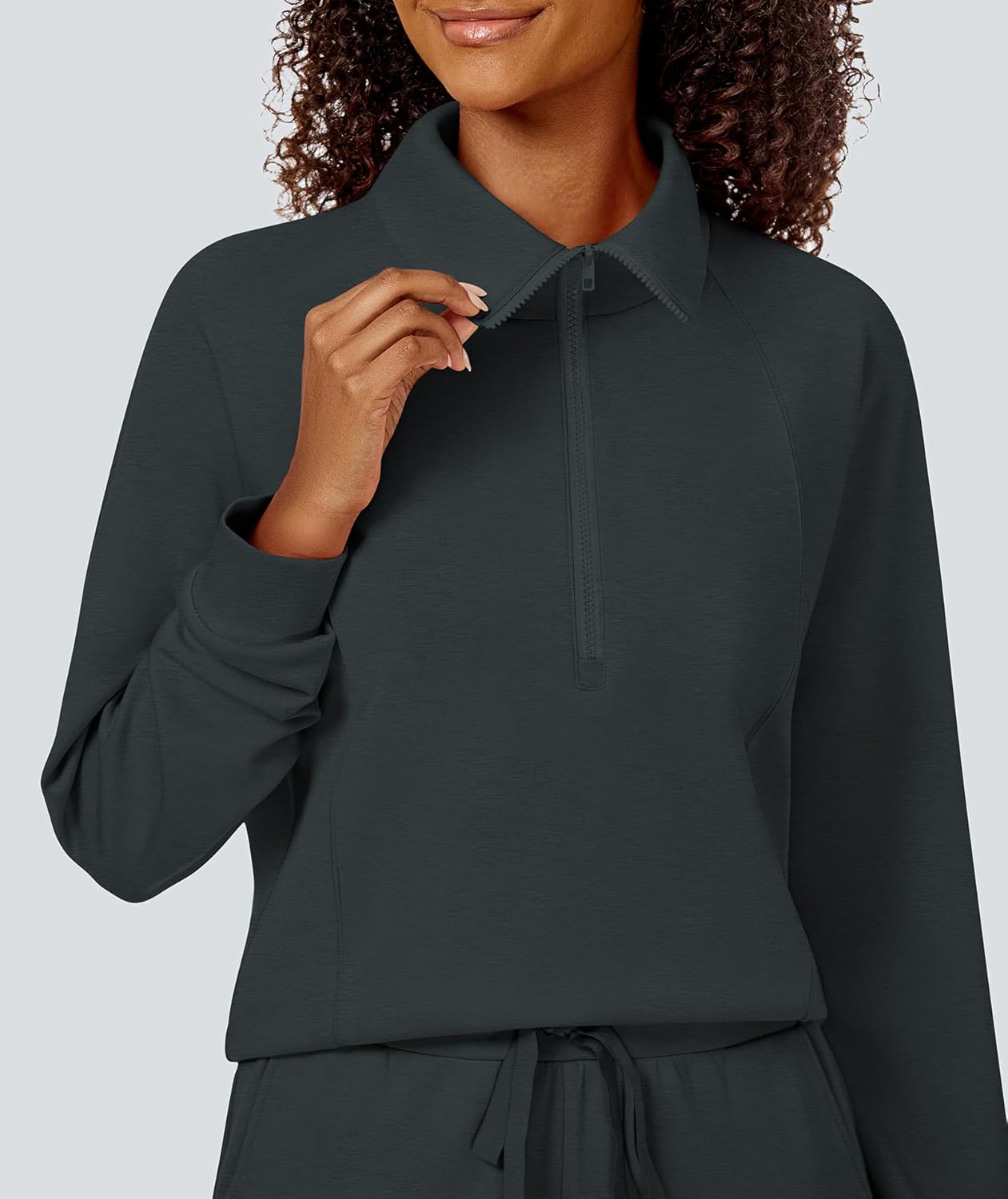 Casly Lamiit Women's 2 Piece Sets Sweatsuit Lapel Half Zip Sweatshirt Sweatpants Lounge Matching Sets Fall Outfits - Image 6