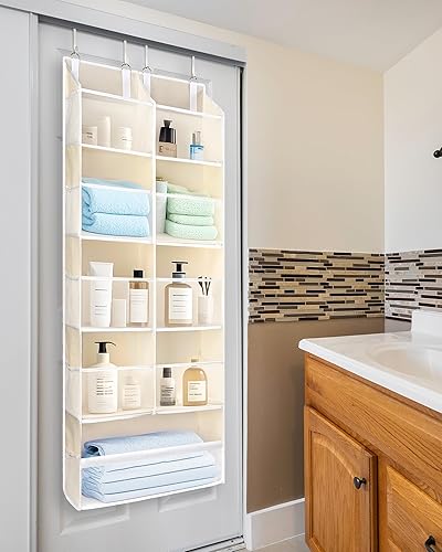 Miniatura 8 de ULG Organizador para colgar sobre la puerta, 5 niveles extra grande con 10 bolsillos de malla, capacidad de 100 libras, organizador de puerta