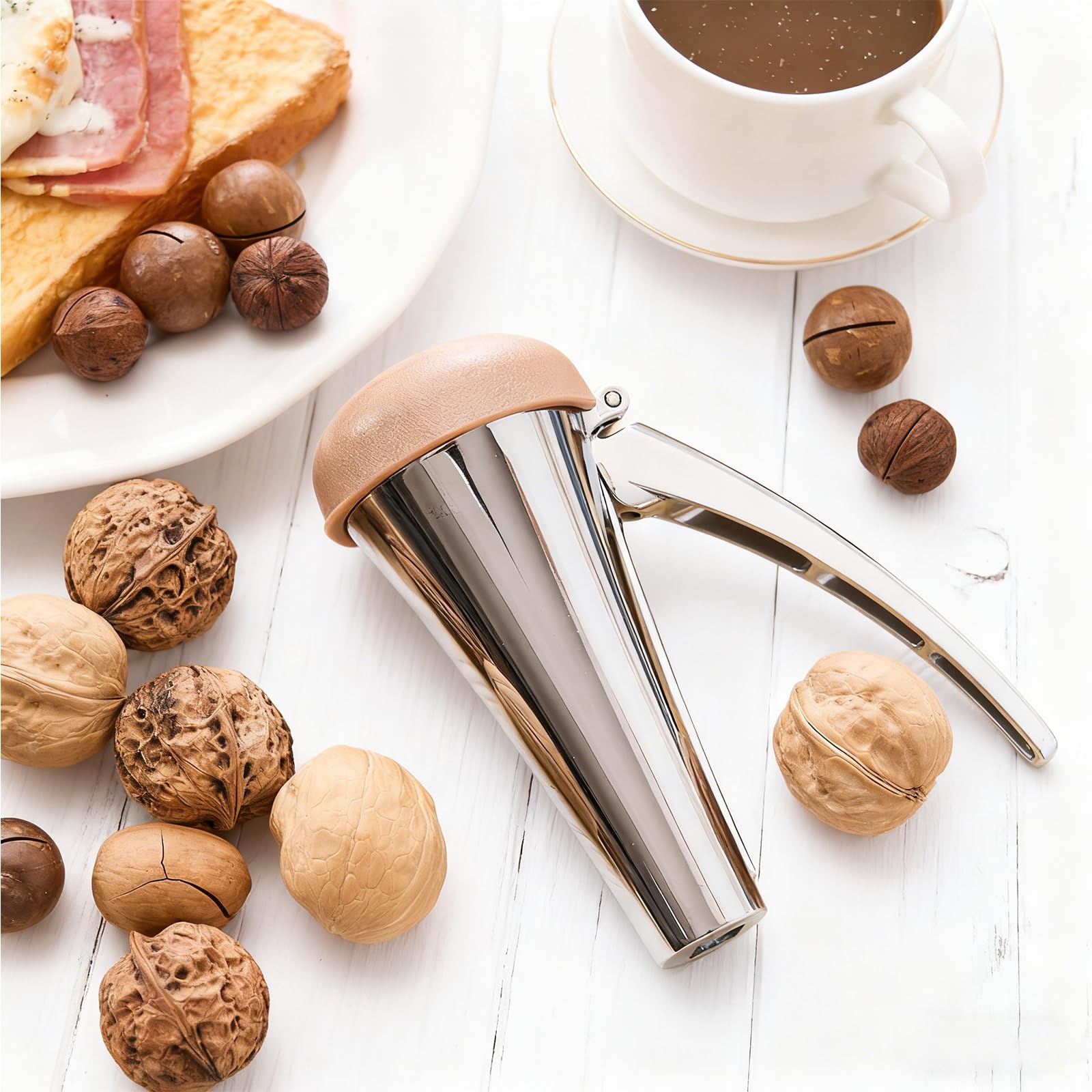Schiaccianoci Resistente e Taglia Castagne a Croce, Taglia Castagne con Leva Lunga e Coperchio Antischizzi per Noci, Nocciole, Castagne, Utilizzo a Una Mano, Design da Regalo