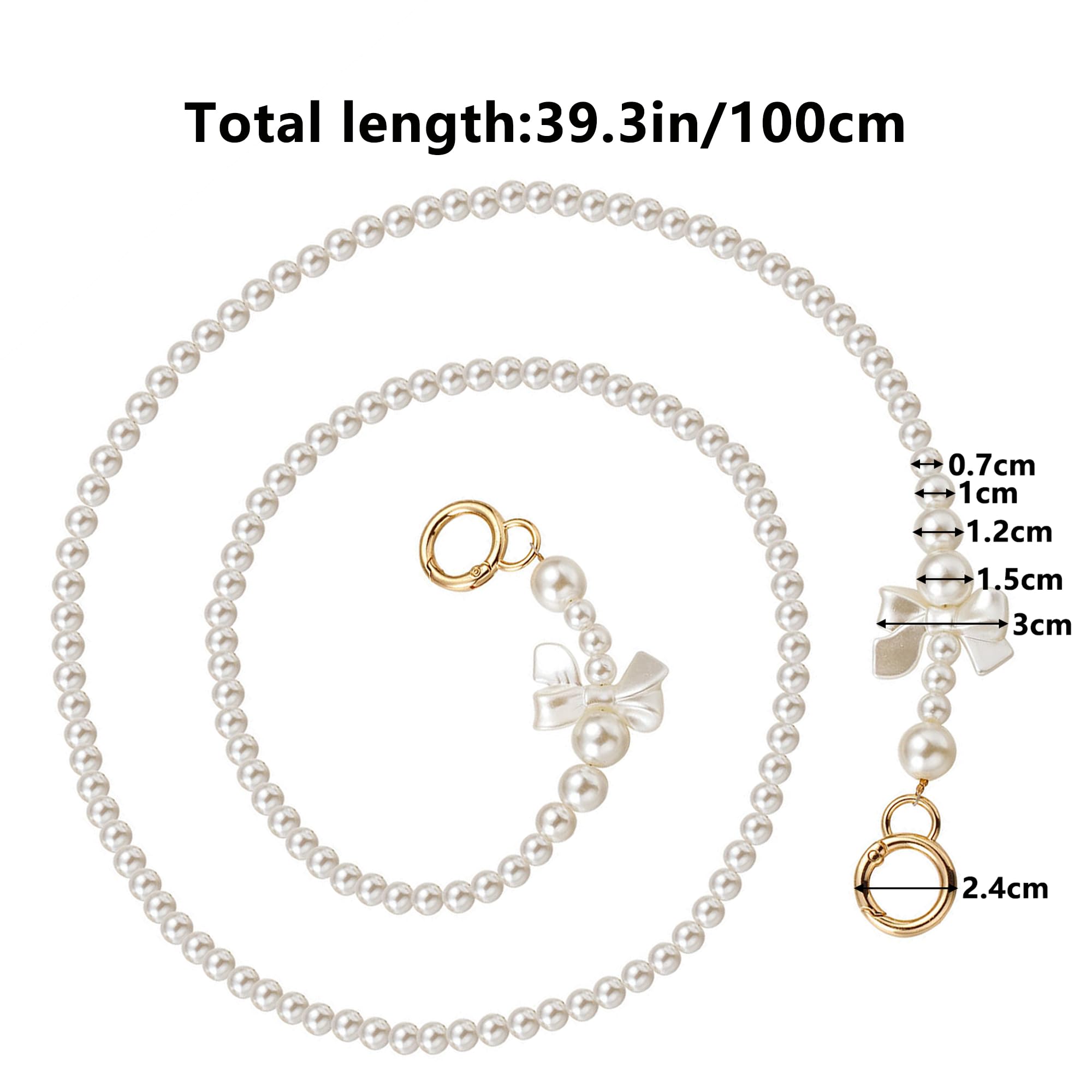 HAOBIN Sangle De Sac Imitation Perle Bandouliere Pour Sac 125 Cm BandoulièRe Sac à Main Peut êTre Utilisé Pour La ChaîNe De Sac De Rechange De Sac à Main De Portefeuille De