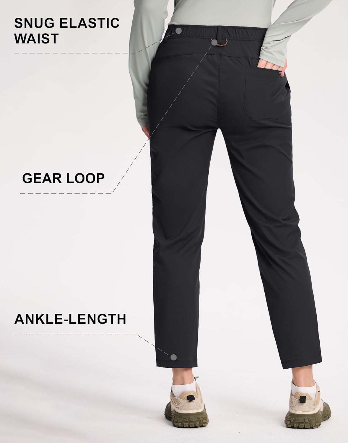 Pioneer Camp Women's Golf Pants 7/8 Ankle Hiking Pants Lightweight with 4 Pockets Quick Dry Dress Pants for Work Travel