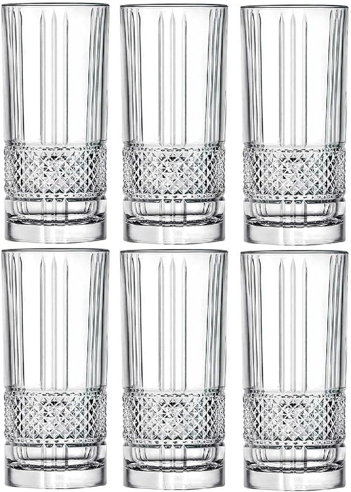 Image of Premium Crystal Water Glass Set of 6 - Highball Drinking Glasses Set for Home - Glass Set for Water Juice Shakes Mojito Cocktail Colddrinks (Classic)