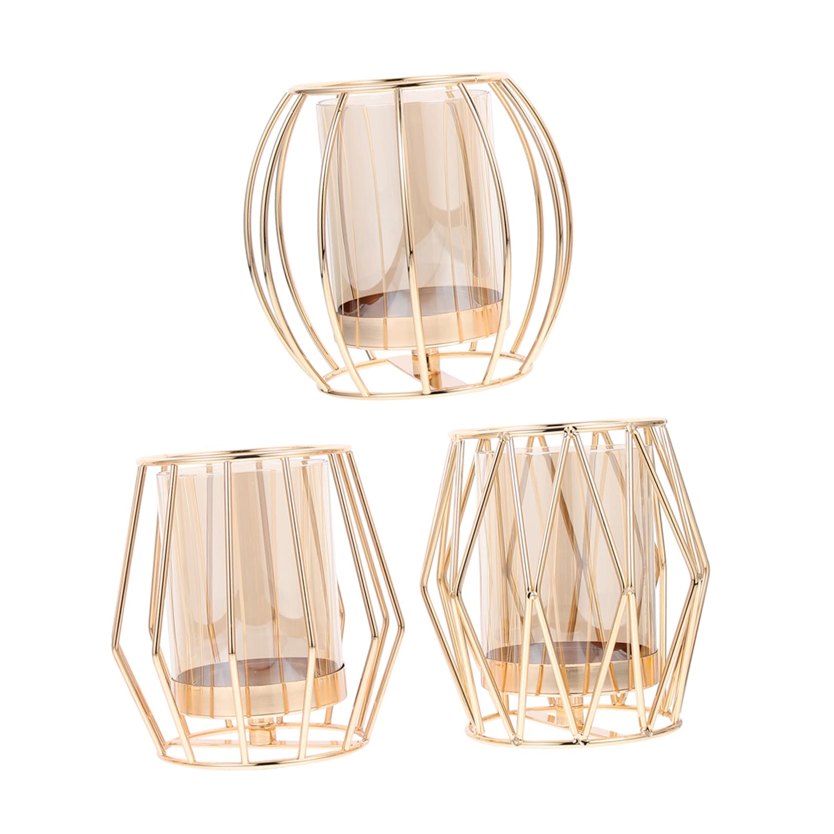 Bougeoirs fer géométriques décoration maison salon mariage 3pcs