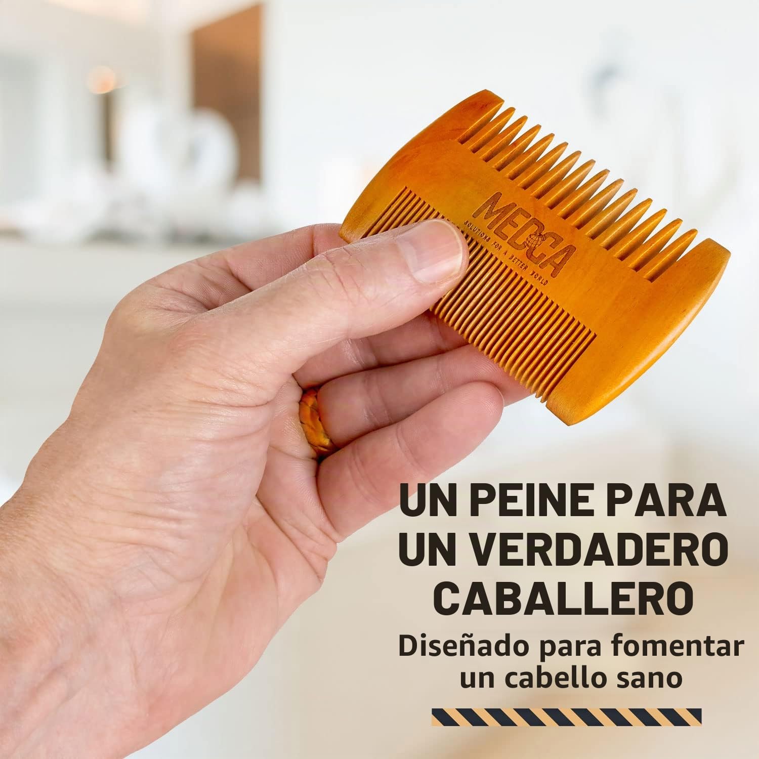 Juego de barba de madera y peine para hombres - Kit perfecto para la cabeza, barba y bigote