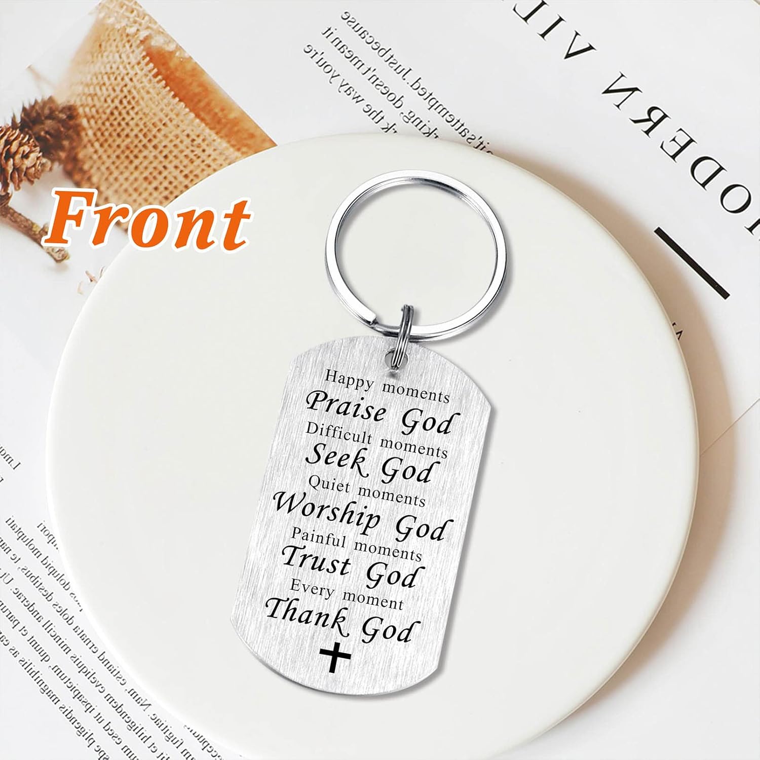 SOUSYOKYO Religious Keychain Christian Gift for Women Men, Godly Ideas, Thank God Spiritual, Bible Verse Healing, Religion Halloween Christmas - Image 4