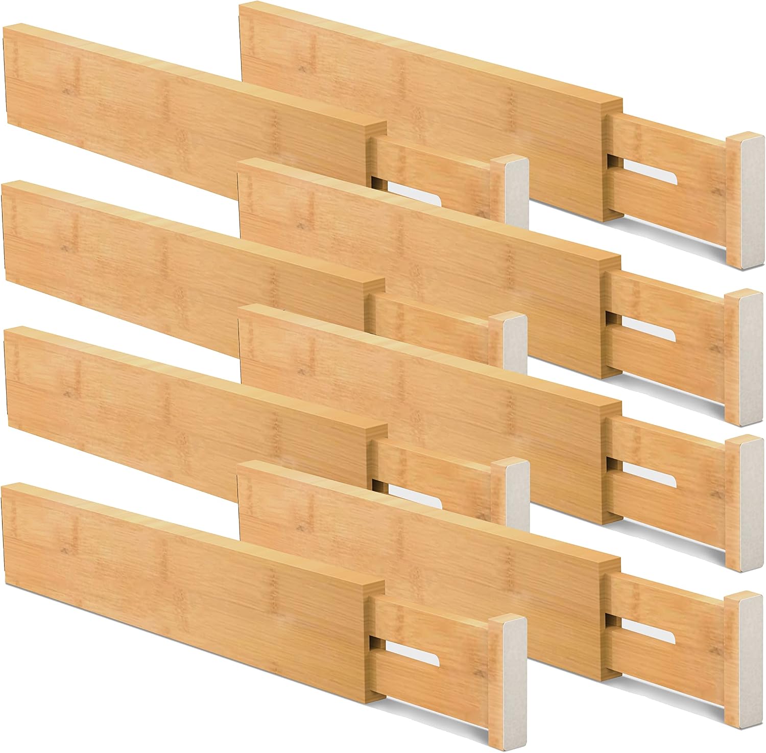 BMOSU 8 Pack Drawer Dividers kitchen Utensils Organizers Bamboo Drawers Divider Adjustable Expandable Drawer Divider Separators Spring (13-17IN